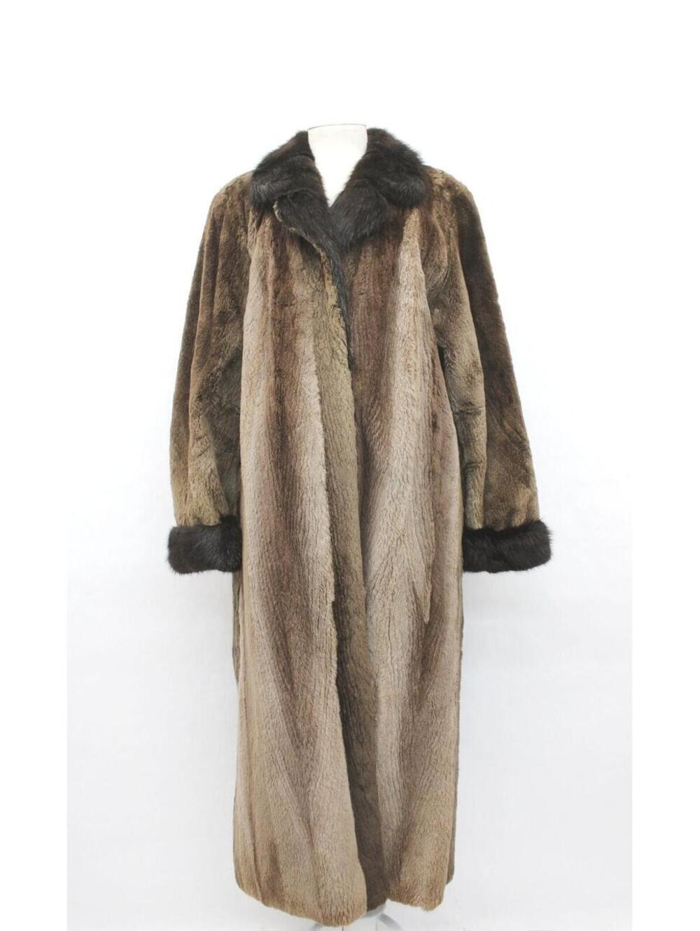 Excellent Brown Sheared Beaver & Muskrat Fur Coat Jacket Women Woman Size 14 L